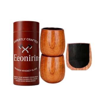 Imagem de Copos de uísque de madeira carbonizada – Copos de bourbon para homens com interior queimado – presentes para homens, aniversário, presentes de Natal, copo de bourbon defumado à moda antiga – Pacote