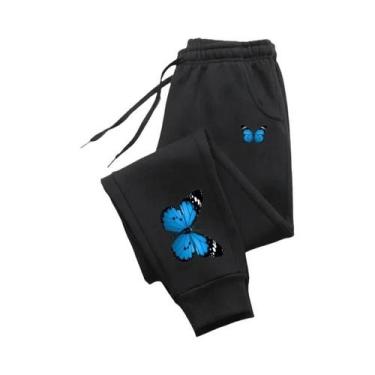 Imagem de Calças De Moletom Femininas Com Estampa De Borboleta, Casuais E Modern