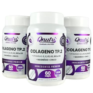 Imagem de Kit 3x Colágeno Tipo 2 e Tipo 1 60 Cápsulas UC II vitaminas C D3 K1 K2 E B12 magnésio zinco fibras Qnutri