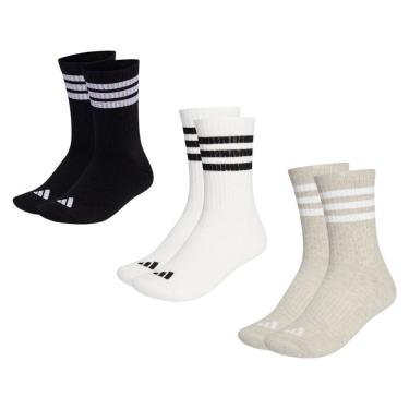 Imagem de Kit 3 Pares De Meias Adidas Cano Médio 3 Stripes Essentials Unissex