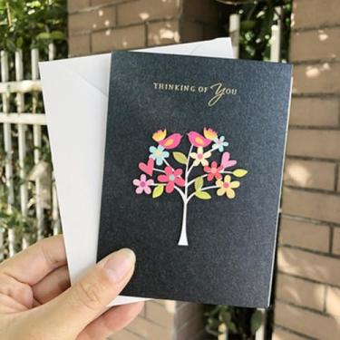 Imagem de Cartão postal 3D de convite de festa de casamento romântico, cartões de mensagem de flores feitos à mão, cartão de agradecimento, faça você mesmo