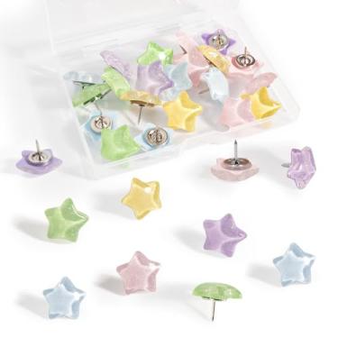 Imagem de 30 peças de pinos decorativos bonitos em forma de estrela, tachinhas de quadro de avisos, tachinhas de cortiça para sala de aula, decoração de escritório em casa