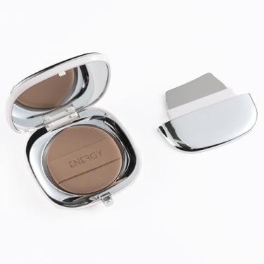 Imagem de ENERGY Espátula de maquiagem 4 em 1 e ferramenta de pincel, aço inoxidável com puff, espelho e paleta de mistura – Aplicador cosmético facial Kabuki portátil para base líquida, creme BB/CC, corretivo