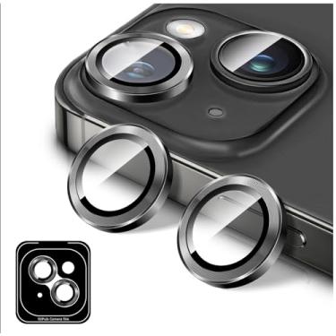 Imagem de Kucheed Protetor de lente de câmera para iPhone, protetor de tela de vidro temperado, anéis individuais de metal de alinhamento automático, acessórios de telefone HD antiarranhões