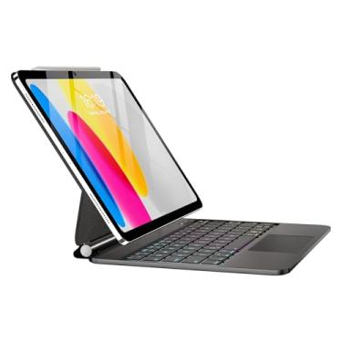 Imagem de TabletKeyer Capa Magic para iPad A16 de 11ª/10ª geração com teclado, teclado retroiluminado arco-íris flutuante com capa magnética cantilever para iPad de 11 polegadas 2025/10 geração 11 polegadas