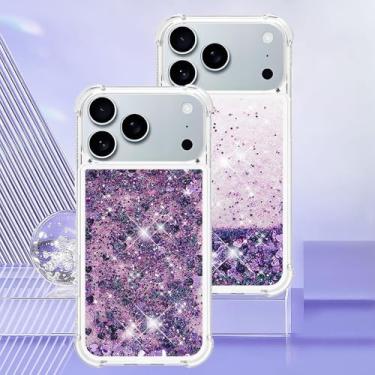 Imagem de Capa transparente com glitter e areia movediça líquida para iPhone 17 Air 16 PM 15 14 Plus 13 12 11 Pro Max 16e, capa protetora antirreflexo, YB, LS, L02, para iPhone 15 Pro Max