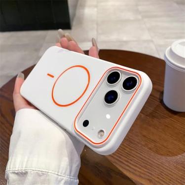 Imagem de Capa magnética para iPhone 17 Air 16e 16 15 14 13 12 11 Pro Max, fosca, lisa, resistente a impactos, em TPU macio, branca, para iPhone 12 Pro Max.