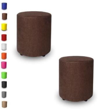 Imagem de Kit 2 Puffs Banqueta Redondo Decorativo Banquinho Para Sala - Mercadão