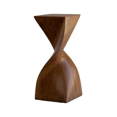 Imagem de KHUTRW3D Suporte de exibição de plantas de madeira estilo vintage com base de vaso original, mesa lateral para sala de estar (grande)