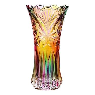 Imagem de Vaso de flores moderno, vaso de cristal, arco-íris, arco-íris, vaso decorativo para plantas, Natal, outono, Natal, mesa de jantar, decoração de mesa de centro de mesa