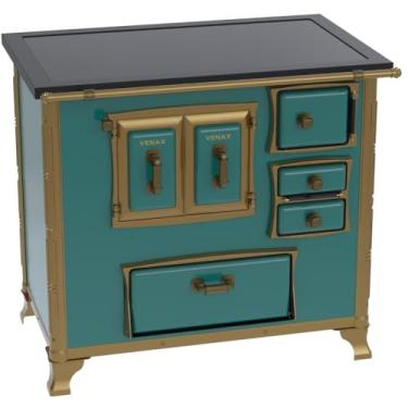 Imagem de Fogão a Lenha GII N 2 Renaissance Premium Turquesa Saida Esquerda