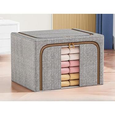 Imagem de Caixa Organizadora Dobrável 66L com Visor Transparente para Roupas, Edredom e Brinquedos(2324 CIZNA)