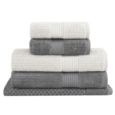 Imagem de Buddemeyer Jogo de Toalhas Fio Penteado Canelado Gigante Cinza/Cinza 5 Peças