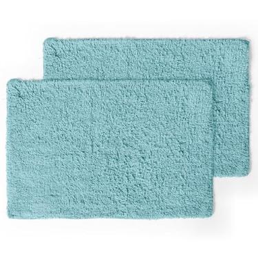 Imagem de Tapete Banheiro Atoalhado Capacho Piso Lavavel em Maquina com Algodão Vitoria (2, Verde Tiffany)