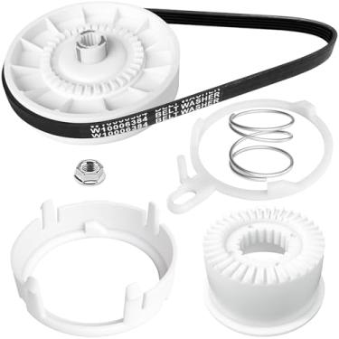Imagem de W10721967 Kit de embreagem e polia de arruela e correia de transmissão W10006384, compatível com máquina de lavar Whirlpool Kenmore Maytag - Substitui PS10057144 W10006356 W10006354