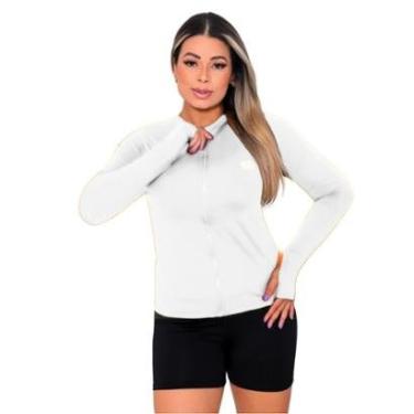 Imagem de Jaqueta Casaco Feminino UV Com Ziper Proteção FPU50+ Branco-Feminino