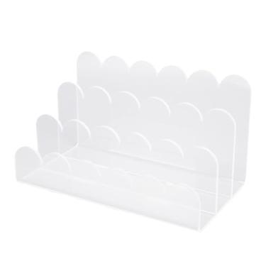 Imagem de Fockety Organizador de correspondência em acrílico, 3 compartimentos, porta-cartas vertical transparente para escritório e casa, organizador de mesa multifuncional para contas