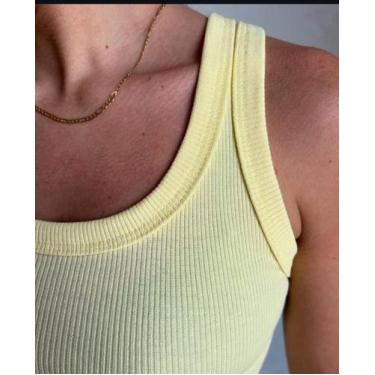 Imagem de Regata Blusinha Feminina Canelada Ribana - B7, Amarelo, G