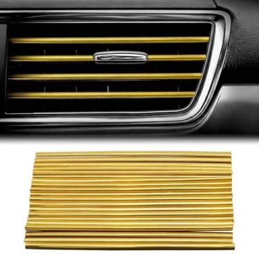 Imagem de 20 peças de tiras de decoração de ar condicionado para carro, saída de saída de ar automotiva, tiras de acabamento faça você mesmo, acessórios de decoração de carro para a maioria dos carros, dourado