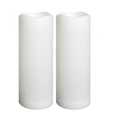 Imagem de Velas sem chama à prova d'água operadas por bateria ao ar livre com temporizador automático, resina plástica cintilante, luzes de pilar elétricas de LED para lanterna, pátio, jardim, decorações de
