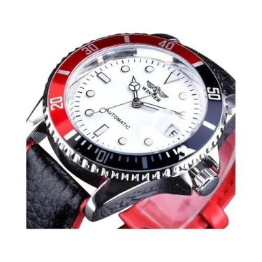 Imagem de Relógio Mecânico Luxuoso Masculino Preto E Branco WINNER 002 Com Calen