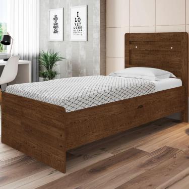 Imagem de Cama Solteiro Com Cabeceira E Baú Ivana Malbec