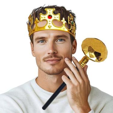 Imagem de Kit Acessório Fantasia Rei Rainha Principe Festa Carnaval Juvenil Adul