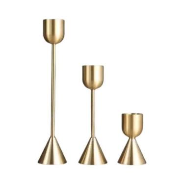 Imagem de Suportes De Velas De Metal Dourado Para Casamento, Candelabros Para De