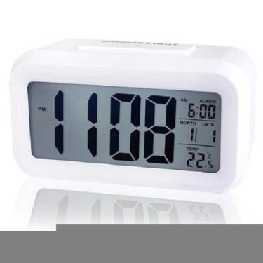 Imagem de Relógio Mesa Led Digital Calendário Termômetro Alarme Branco - Rod