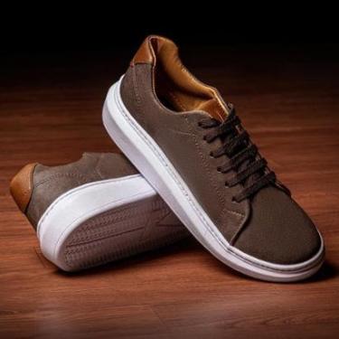 Imagem de Sapatenis Masculino Cano Baixo Forro em Couro Solado em Micro Expandido Base Alta-Masculino