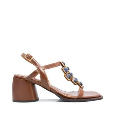 Imagem de Sandalia Unique Salto Bloco Marrom-Feminino