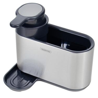 Imagem de Suporte De Esponja Com Dosador De Sabão Tramontina Em Plástico Abs E Aço Inox 94532045