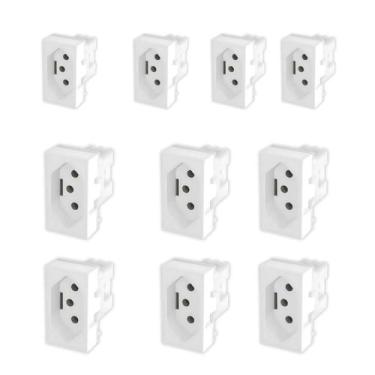Imagem de Kit 10 Módulos Tomada 2P+T 10A -250V~ Evidence/ Modulare/ Blanc Mais -