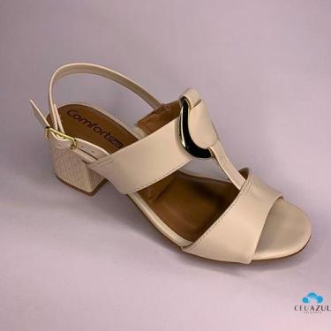 Imagem de Sandália Feminina Comfortflex Salto Bloco Texturizada Conforto Origina