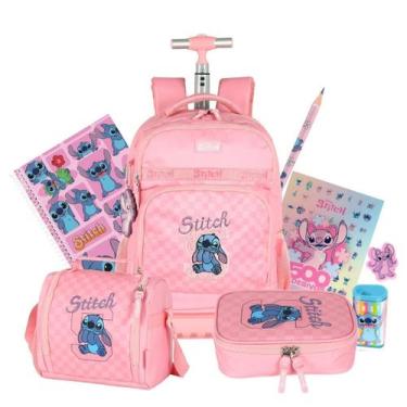 Imagem de Kit Mochila Stitch Rodinhas Lancheira E Estojo Box Passeio - Stitch - 