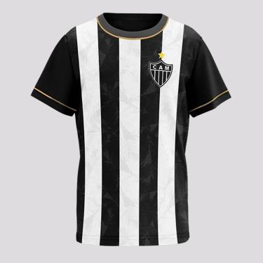 Imagem de Camisa Atlético Mineiro Trevo Infantil Preta e Branca-Unissex