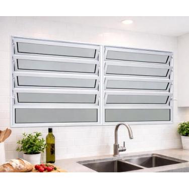 Imagem de Vitro Basculante 2 Seções Alumínio Branco 100X200 Linha 25 Brecorimo