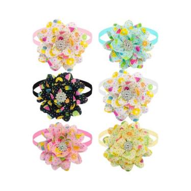 Imagem de Gravatas Borboleta Ajustáveis Para Pets, 10 Peças, Coleiras De Flores 