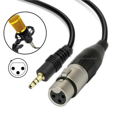 Imagem de Cabo Balanceado XLR Fêmea P2 Macho Profissional Microfone Condensador 