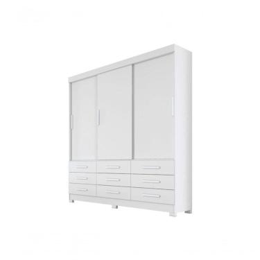 Imagem de Guarda Roupa Solteiro 3 Portas 9 Gavetas - Buriti-branco - Móveis Horizonte