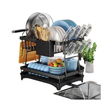 Imagem de Escorredor De Louça De Metal De 2 Níveis Com Bandeja Coletora Para Ban