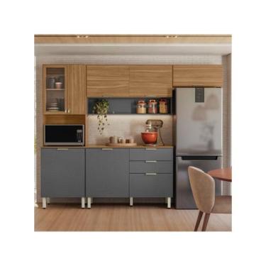 Imagem de Cozinha Compacta Alba 8 PT 2 GV Amêndola e Grafite - Modern, Amêndola 