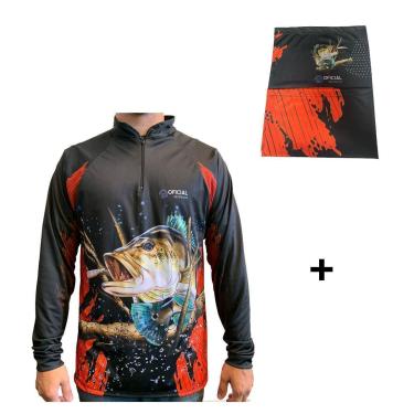 Imagem de Camisa de Pesca Proteção Solar UV Tucunaré Isca Branca + Bandana - Oficial da Pesca-Unissex