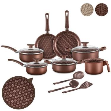 Imagem de Jogo de Panelas 10 Peças Alumínio Antiaderente Premium Com Utensílios 