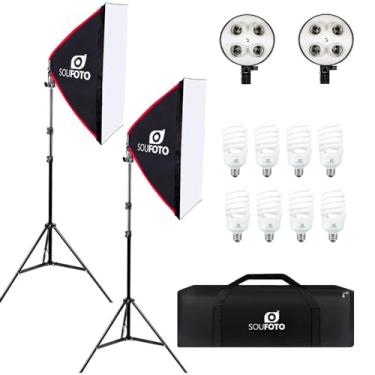 Imagem de SOU FOTO Kit Completo Softbox Quadruplo com 8 Lâmpadas de 45w, Tripé de Iluminação e Bolsa de Transporte para Fotos e Vídeos (110v)