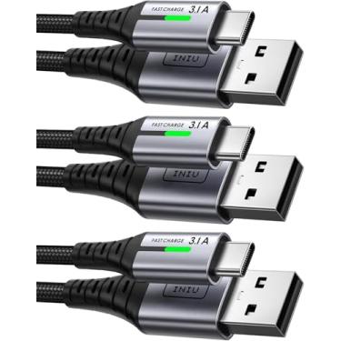 Imagem de INIU Cabo USB para USB-C (tipo C), 3.1A Cabo de Carregamento Rápido, Cabo de Dados Nylon Trançado para iPhone Série 17/16/15 Pro Max Phablet Phone Galaxy S25/S24/S23 Xiaomi e mais (2,0 m+2,0 m+0,5 m)