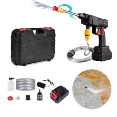 Imagem de Lavadora Jato Sem Fio Portátil De Alta Pressão Recarregável Lava Carro Moto Quintal Lava Rápido hidraulica kit com maleta de transporte.