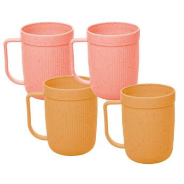Imagem de Jogo 4 Canecas Fibra de Bambu e PP Cores Sortidas Textura 300ml Lyor