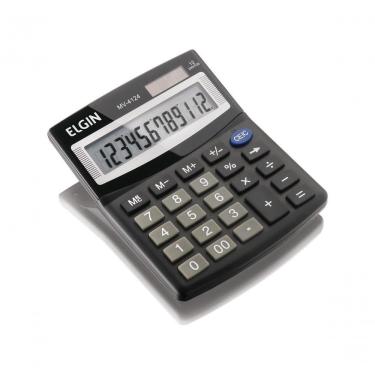 Imagem de Calculadora de Mesa Elgin MV-4124 com 12 Dígitos, Visor de Cristal Líquido e Funções de Memória e Porcentagem Preto