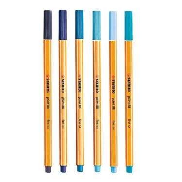Imagem de Caneta Fineliner 0.4mm Point 88 6 Tons De Azul - Stabilo
